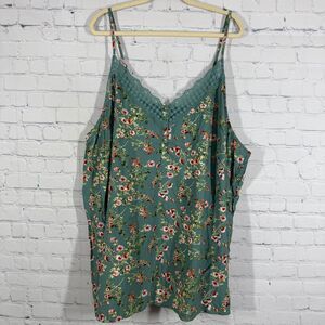 Y2K Cacique Camisole Lace Beaded Blouse Women Plus 34 Floral Cottage Prairie Top